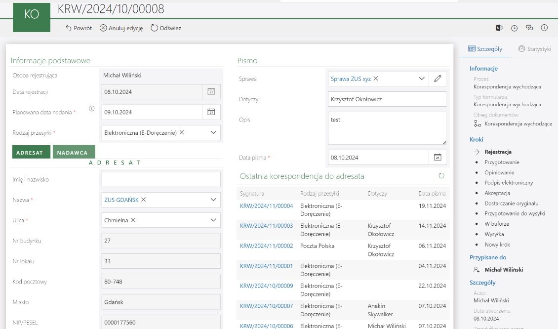 Korespondencja wychodząca z e-Doręczeniami w systemie WEBCON