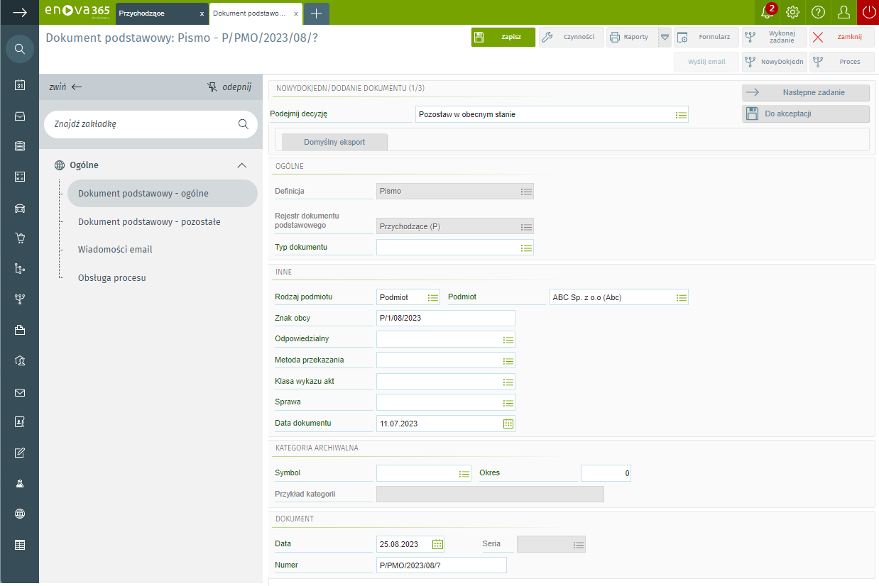 enova265 procesy Elektroniczny obieg dokumentów, workflow w enova365