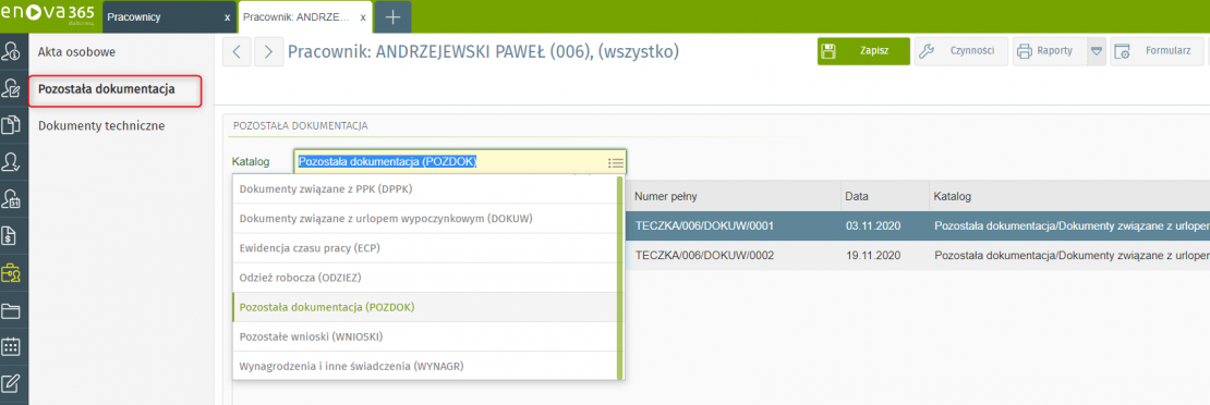 enova365 Generowanie dokumentów kadrowych – oszczędność czasu i papieru
