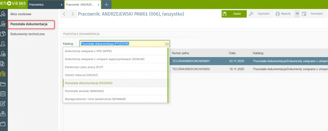 enova365 Generowanie dokumentów kadrowych – oszczędność czasu i papieru